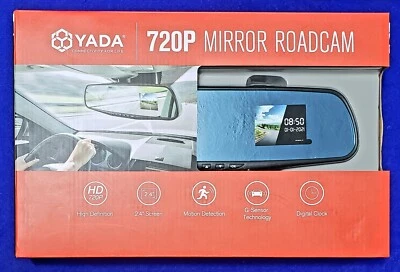 Yada RoadCam 720P Mirror Camera, 120-Degree Wide Angle Lens, G-Sensor Technology - Image 1 of 2