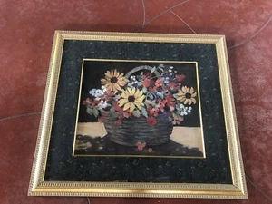LG Oil Painting Signed Bernard Still Life Impressionism Gold Frame Glass Matting - Picture 1 of 14