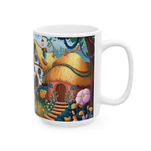 Enchanting Whimsical Village Fantasy Scene Ceramic Mug, (11oz, 15oz) - Bild 1 von 9