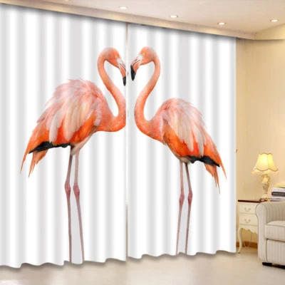 3D Sympathetic Flamingos Photo Printing Window Curtains Blockout Drapes Fabric Foto 1 de 4