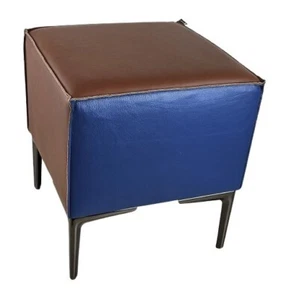 Sitzhocker echtes Leder in Braun-Blau ca. 40x40x45 cm Hocker Rizia Walco - Bild 1 von 10