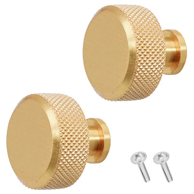 2x DecorAndDecor Amelia Knurled 35mm Round Kitchen Cabinet Furniture Knobs - Image 1 of 4