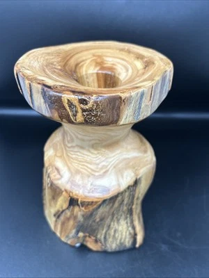 Aspen Colorado Wood Vase Flower Carved Natural Tree Decor Neutral Brown - Image 1 of 4