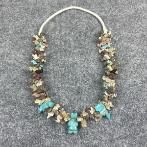 Collar Fetiche Zuni De Colección 62 Animales Piedra Tallada Turquesa Oso Joyería Nativa - Imagen 1 de 14