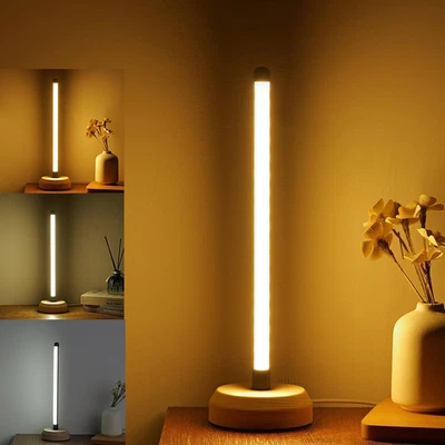 Светодиодная деревянная настольная лампа, настольная лампа, 3-цветная температура прикроватная лампа, спальня прикроватная тумбочка N - Изображение 1 из 4