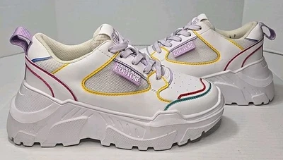 Size 5 Versace Jeans Couture White & Multicolor Speedtrack Low-Top Sneakers - Image 1 of 4