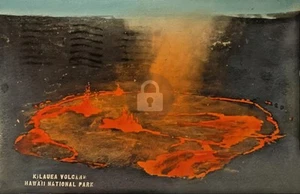 Hawaii Kilauea Volcano Lava Hand Colored c1920s RPPC Photo Postcard COPY - Picture 1 of 2