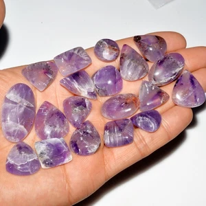19 Pcs 335 Cts Natural Amethyst Cabochon Loose Gemstone Lot 32x16 14x14mm #3585 - Picture 1 of 4