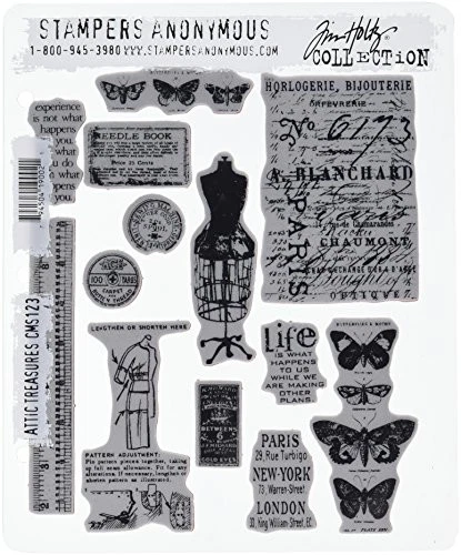 Набор резиновых штампов Stampers Anonymous Tim Holtz — Attic Treasures, 7 дюймов x 8,5 дюйма - Изображение 1 из 1