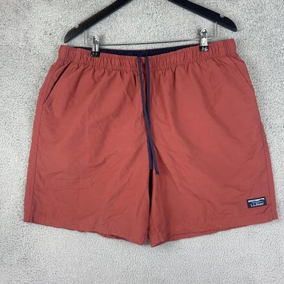 LL Bean Swim Shorts Mens XL Burnt Orange Nylon Drawstring Lined Pocket Beach Men - Image 1 of 4