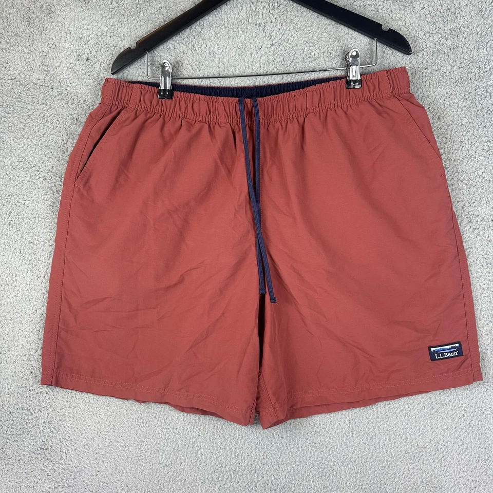 Pantalones Cortos de Natación LL Bean Para Hombres XL Naranja Quemado Nylon Cordón Forrado Bolsillo Playa Hombres Foto 1 de 4