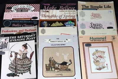 Cross Stitch Leaflets- Precious Moments, Paula Vaughn, Emmett Kelly & Misc - Image 1 of 4