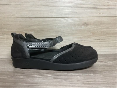 SAS Eden Mary Jane Leather Comfort Shoes Black Suede Perforated Size 9 Casual - Image 1 of 4