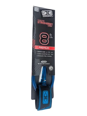 Ocean & Earth Premium Surfboard Ankle One Piece leash 8ft Cord 7mm Blue New - Image 1 of 3