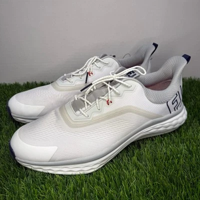 Nuevos zapatos de golf Footjoy Quantum sin clavos para hombre - blancos - 56994 talla 14 M Foto 1 de 4