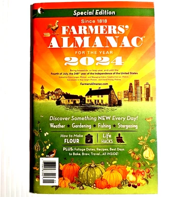 Farmers Almanac 2024 Special Edition~ Weather, Garden, Bake, Brew, Fish, Hacks Foto 1 de 3