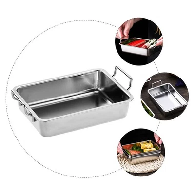  Vassoio Porta Snack Piastra in Acciaio Inossidabile Piatto Quadrato - Immagine 1 di 4