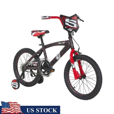 Bicicleta BMX masculina 18 polegadas com rodas de treinamento freio dianteiro almofada ajustável idades 6-9 nova - Imagem 1 de 4