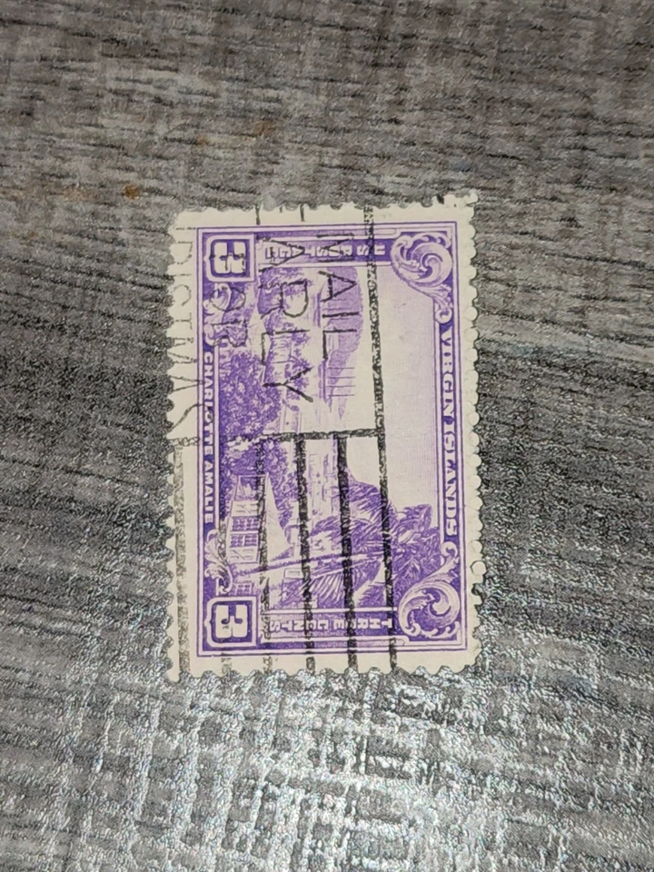 Estampilla de Estados Unidos Scott #802 3c Islas Vírgenes púrpura usada - #E537 Foto 1 de 1