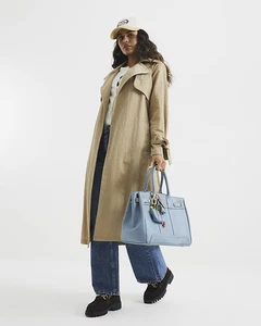 River Island Womens Beige Polyester Trench Coat M Petite - Picture 1 of 11
