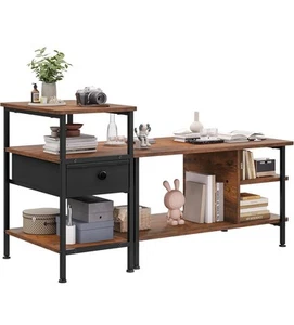 Couchtisch 2er-Set moderne industrielle Couchtische Beistelltisch Rustikal Braun - Bild 1 von 7