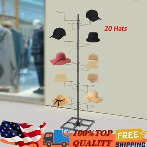 20 Hats Rotating Hat Display Rack Free Standing Metal Floor Caps Headwear Stand - Picture 1 of 12
