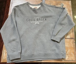 Vtg 90s Eddie Bauer XXL Tall GREY Crewneck Graphic Logo  Sweatshirt-Pullover-2XL - Picture 1 of 17