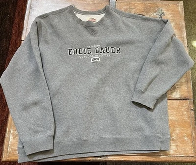 Vtg 90s Eddie Bauer XXL Tall GREY Crewneck Graphic Logo  Sweatshirt-Pullover-2XL - Image 1 of 4