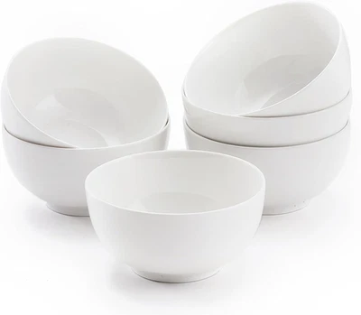 White Ceramic Bowls 6 In, 26Oz round Large Cereal Bowl Set of 6, Deep Porcelain  - Image 1 of 4