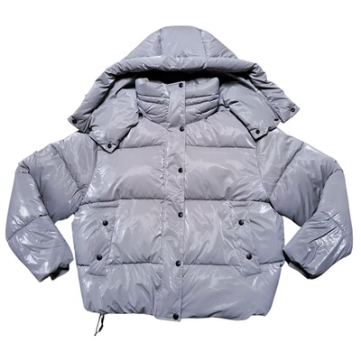 Calvin Klein Shiny Puffer Damen Winterjacke Gr S Oversize Grau Warm Neuwertig - Bild 1 von 4