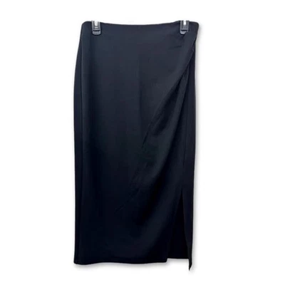 Saia Midi Nordstrom Rack Detalhe Ruched Alta Qualidade Zíper Lateral Preta com P Nova Sem etiquetas - Imagem 1 de 4