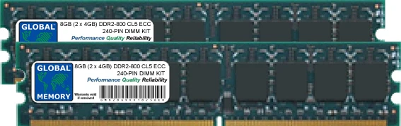 8GB (2 x 4GB) DDR2 800MHz PC2-6400 240-PIN ECC UDIMM SERVER/WORKSTATION RAM KIT - Image 1 of 1
