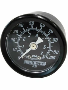 Aeroflow AF30-2205 - 1-1/2" 0-100 Psi Press Gauge - Black with White Pointer - Picture 1 of 1