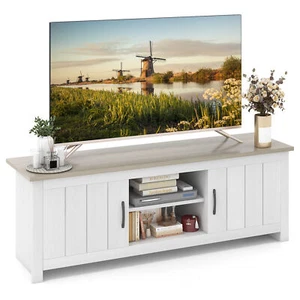 Farmhouse TV Stand for TVs up to 65" Media Console Center White Oak - Picture 1 of 10