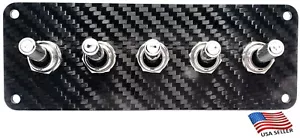 "Panel de fibra de carbono real de 5 orificios con 5 interruptores de palanca LED BLANCOS 5,5"" X 2" - Imagen 1 de 8
