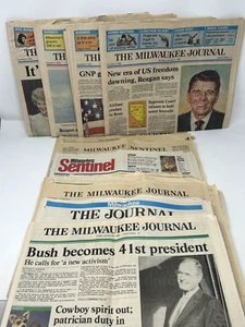 Lot of 12 Milwaukee Journal Newspapers Reagan Shot, Bush, Clinton Iran 1980s - Picture 1 of 24