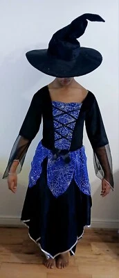 World Book Day Witches Costume Black Blue Fancy Dress Size Small Witch Hat - Image 1 of 4