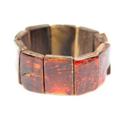 Bracelet extensible carrés de nacre orange - Photo 1/2