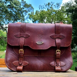 Col. Littleton Ramsey N° 1 Leather Messenger Book Bag Brown Leather. - Picture 1 of 12