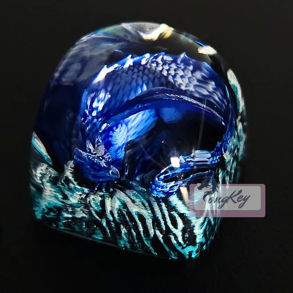 Sleeping Azure Dragon - Handpainted Artisan Resin Keycap for Mechanical Keyboard - Image 1 of 4