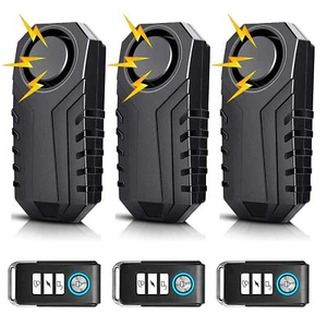 3X Motorcycle Bike Alarm System 113dB Wireless Anti-theft Vibration With Remotes - Picture 1 of 12