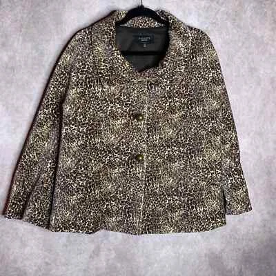 Conjunto de traje falda para mujer Talbots talla 12 marrón estampado animal forrado bolsillos carrera Foto 1 de 4