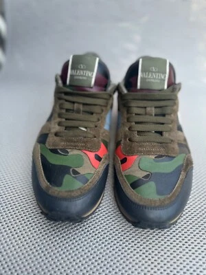 Valentino Rockstud  Runner Camouflage Leather Sneakers 36  - Image 1 of 4