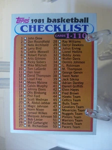 1981-82 Topps Basketball Card #MW76 - Lista di controllo 1-110 (96919) - Foto 1 di 2