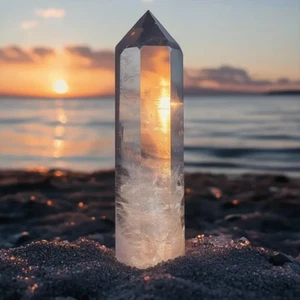 Clear Quartz Tower Point Crystal, White Crystal Obelisk Healing Crystal Home - Picture 1 of 4