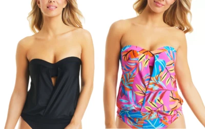 Nuevo con etiquetas Camiseta Tankini Bar III para Mujer con Bandas Multicolor Palmeras Talla S-XL $60 LLL376 Foto 1 de 4