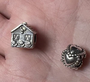 Silver 925 Charms, 1 Heart, 1 Home Sweet Home (2) Pandora - Picture 1 of 9