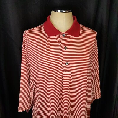 FootJoy Polo Para Hombres L Rojo Rayas Rendimiento Elastizado Metacomet Golf Informal Foto 1 de 4