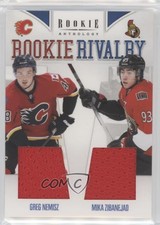 2011 Panini Anthology Rivalry Materials Mika Zibanejad Greg Nemisz #5 Rookie RC