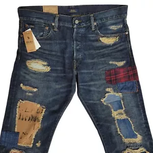 Polo Ralph Lauren Herren 34x34 (34x35) Varick Slim Straight Distress Patchwork Jeans - Bild 1 von 9